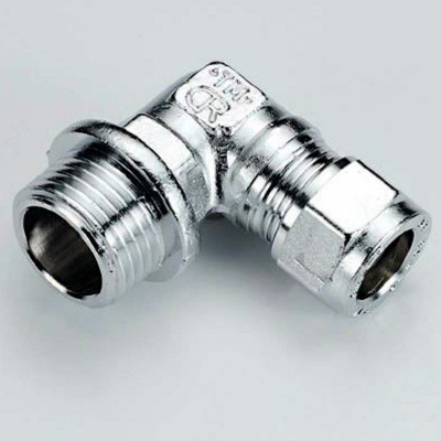 Угол медь хром 15 х 1/2" Наружная резьба обжим TIEMME