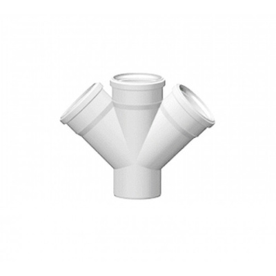 Крестовина двухплоскостная левая канализационная DN 110x110x50x87 мм белая бесшумная Синикон КОМФОРТ