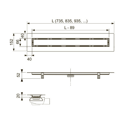 TECEdrainline 1200 мм – Канал для укладки натурального камня 651200