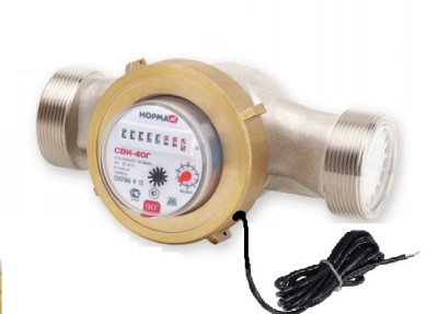 Импульсный счетчик горячей воды (универсальный) Ду25 (1") L160 НОРМА СВКМ-25ГИ с КМЧ 