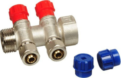 Коллектор с Регулировочными вентилями  1" х 2 выхода 16 мм Наружная резьба TeRma (TRm)  