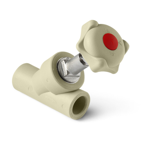 Вентиль косой Серый DN 25 PRO AQUA ПП-Р PA42010G 