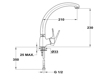 303 JUN EVO   Смеситель для мойки с поворотным изливом 210 мм  MOFEM 