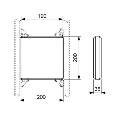 Монтажная пластина из фанеры для дополнительных элементов для установки в профиль, 200 х 200 мм