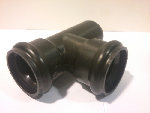 Тройник канализационный черный Ø 50(ДУ48)хØ 50 (ДУ48) х90° (прямой)