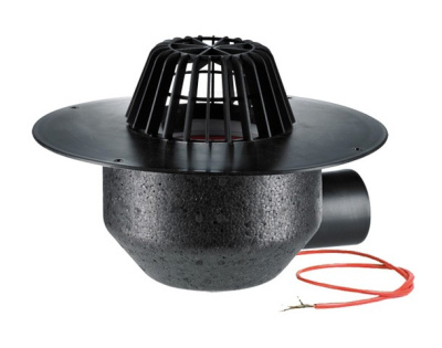 Кровельная воронка, HL64.1F/1 DN110 с листвоуловителем, c теплоизол, для FPO - мембран, с гориз. вып