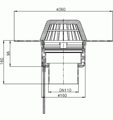 Кровельная Воронка HL62.1F/1 DN 110   вертикальная с листвоуловителем; для FPO- мембран.