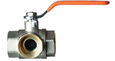 Кран шаровый для воды Т-образный трехходовой TERMA-R, 3/4" Внутренняя резьба, рукоятка Ручка