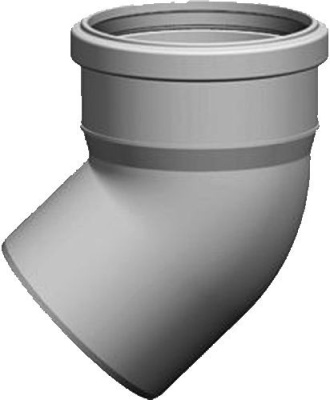 Отвод канализационный DN 50x67° мм белый бесшумный Синикон КОМФОРТ