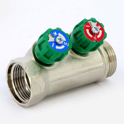 Коллектор на 2 выхода 1" х 3/4" регулируемый под евроконус TIEMME НИКЕЛЬ