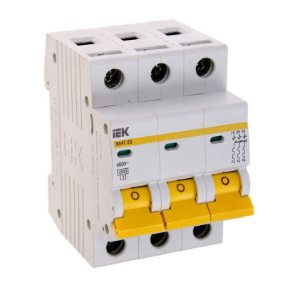 Автомат  IEK ВА 47-29,3-полюсный,25А,4,5Ка, тип расцепления С.