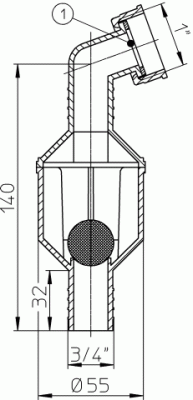 HL-3 Штуцер с обратным клапаном для соед. для шланга 3/4; Выпуск 1" для машин без встроеного клапана