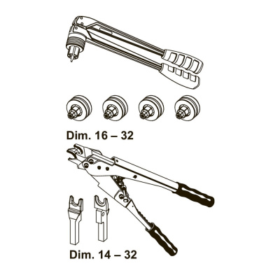 Комплект ручных инструментов TECEflex для расширения труб и запрессовки втулок