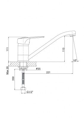 KRN1100 Смеситель KÖNNER KRONO для кухни с поворотным изливом