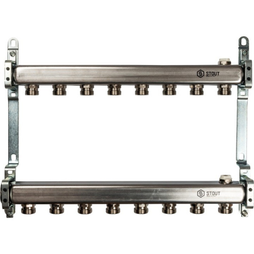 Коллекторный блок STOUT в сборе 1"х 8 вых x 3/4" SMS 0923 000008 нержавеющая сталь