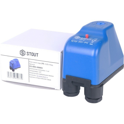 Реле сухого хода для насоса LP/3, 0-4 бар, 1/4 с накидной гайкой STOUT SCS-0001-000003