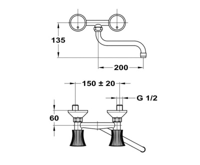 301 SPEKTRUM CER  Смеситель для мойки, настенный, излив 200 мм. с керамической кран-буксой MOFEM