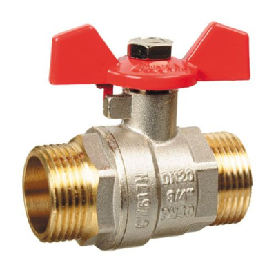 Кран шаровый для воды TERMA-R-RED,  1/2" Наружная-Наружная резьба, рукоятка ручка 