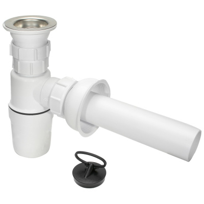 Сифон бутылочный с выпуском Ø 60х1,1/4", пробкой, отводной трубой и отражателем McAlpine