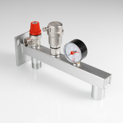 Группа безопасности стальная консольная (с манометрами 0-4 бар) VALTEC       Резьба 3/4" VT.495.0.3