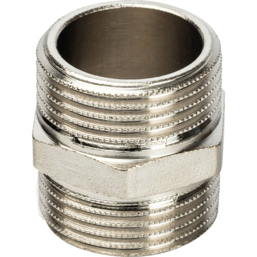 Фитинг STOUT Ниппель 1/2  SFT-0004-001212 наружная резьба латунь никелированная