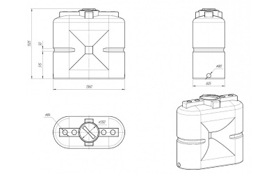 Емкость S 750 oil для топлива 605 х 1355 мм (ширина х длина) 300 мм диаметр горловины