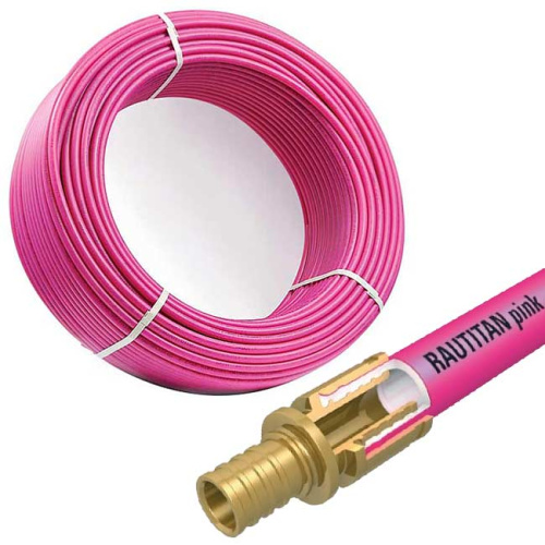 Труба DN 16 x 2.2 полимерная RAUTITAN pink (бухта 120 м.) Цвет бордо REHAU для отопления RAU-PE-Xa