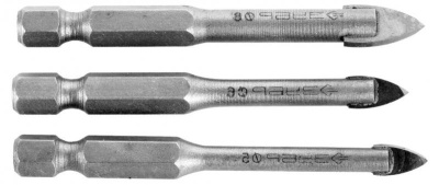 Набор сверел по кафелю и стеклу ЗУБР МАСТЕР 5-6-8 мм,с двумя реж.лезв. 3 шт.уп.