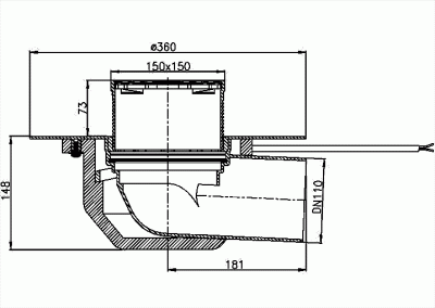 Кровельная воронкаHL64,1BF/7 DN75  с теплоизоляцией, с корпусом  для FPO мембран, с горизонт. выпуск