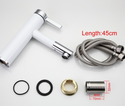 F 1052-14 Смеситель для раковины с поворотным изливом на 360 белый/хром однорукий  FRAP