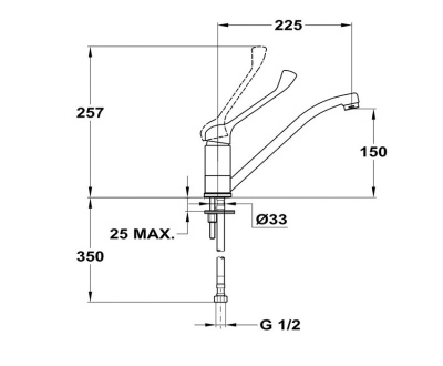 302 JUN EVO MED Смеситель для мойки медицинский c поворотным изливом 225 мм  MOFEM 