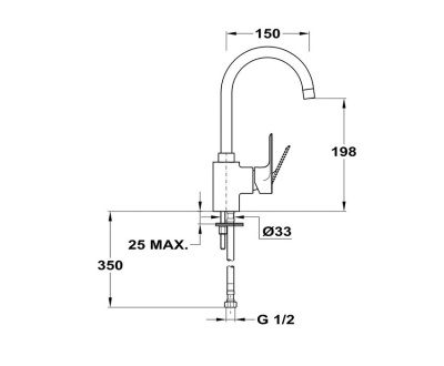 104 TREND PLUS  Смеситель для умывальника c поворотнным изливом 150 мм MOFEM    