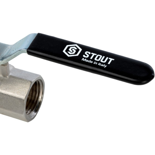 Кран шаровый полнопроходной 1,1/4" резьба  внутренняя-внутренняя, ручка рычаг STOUT 