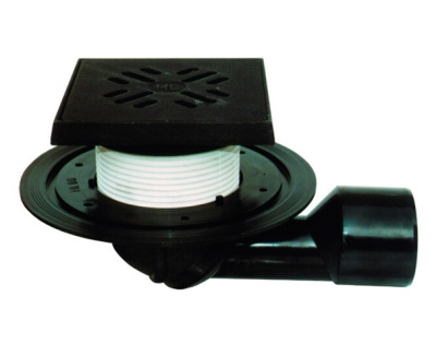 HL 81G DN 50/75 Трап для балконов и террас с подрамником и решеткой из чугуна  решетка 137х137