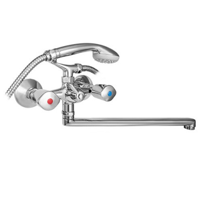 607 КОМЕТА   Смеситель для ванны-умыв.c плоским изл. 330 мм. с держ. с класcич. кран-буксой MOFEM