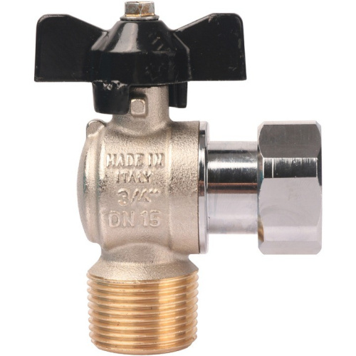 Кран шаровой с накидной гайкой угловой  3/4" резьба вн.-нар., ручка бабочка STOUT