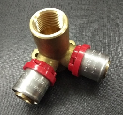 Водорозетка м/п пресс 20х1/2" Н-53мм 2-х плоскостная проходная TIEMME Внутренняя резьба Металлопласт