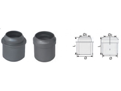 Переход-редукция канализационная DN  50мм нар.x40мм вн. полипропиленовая, серая Синикон
