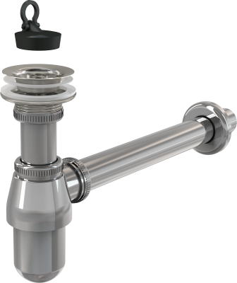 Сифон для умывальника А437, d-32, цельнометаллический, с накидной гайкой  AlcaPlast