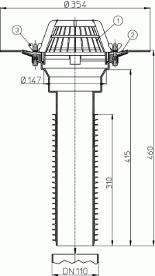 Воронка универсальная HL69/5 для DN160с листвоулов, с фланцем из нержав. с уплотнит кольцами,вертик.