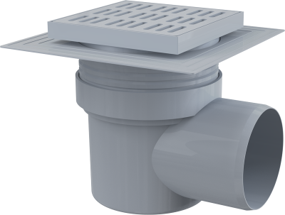 Трап 150х150/110 мм боковой сток, решетка из пластика, гидрозатвор мокрый APV10 Alcaplast