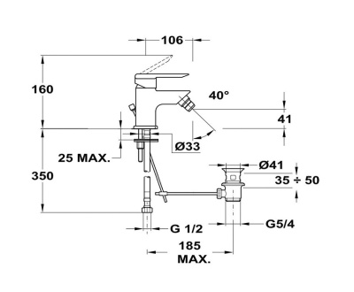 501 MODE  Смеситель для биде с металлическим донным клапаном  MOFEM