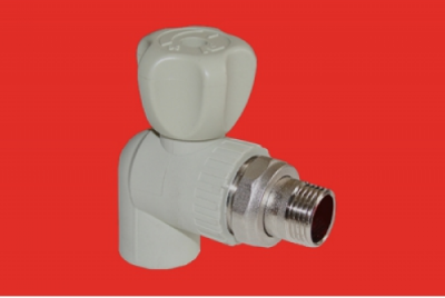 Кран радиаторный угловой  DN 25 х 3/4" нар.резьб. шаровый FV-Plast Чехия (серый) 