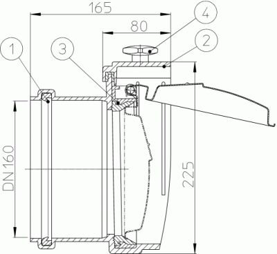 HL 715.0  DN 160 Канализационный затвор с профилированной заслонкой из нержавеики