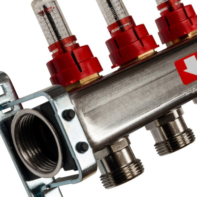 STOUT Коллекторная группа нерж. со встроенным расходомерами в сборе 1"х 9 вых.x 3/4" SMS 0917 000009