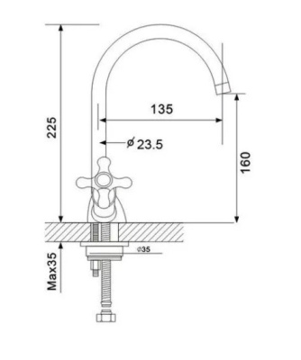F 1319 Смеситель для раковины/кухни хром керамика  FRAP