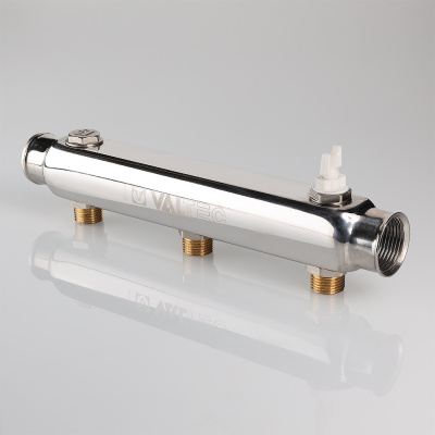 Коллектор из нержавеющей стали VALTEC, с межосевым расстоянием выходов 100мм, 1 1/2"х 7 вых. 3/4" нр