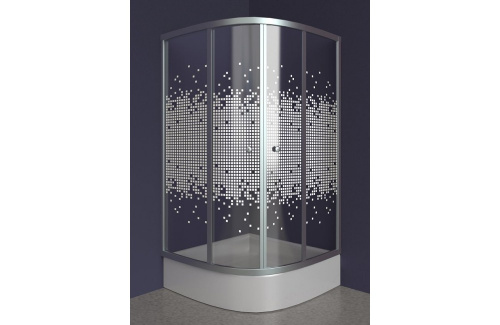 Душевой уголок NIAGARA NR-001 90х90х200, стекло "Мозаик", профиль ХРОМ, поддон низкий, 14 см.