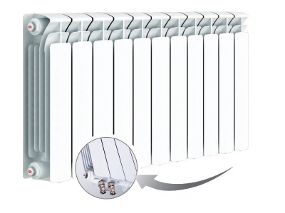 Радиатор биметаллический  RIFAR BVR 500 - 6 секций Нижнее подключение справа BASE Ventil 1182 Вт