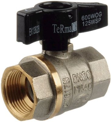 Кран шаровый для отопления TERMA-R-CB,  рукоятка бабочка   3/4" Внутренняя-Внутренняя резьба